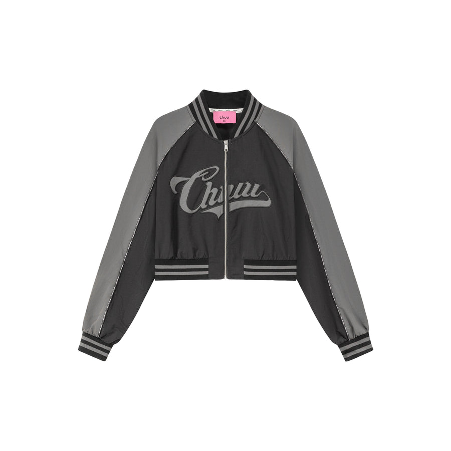 CHUU Logo Colored Zip-Up Varsity Jacket