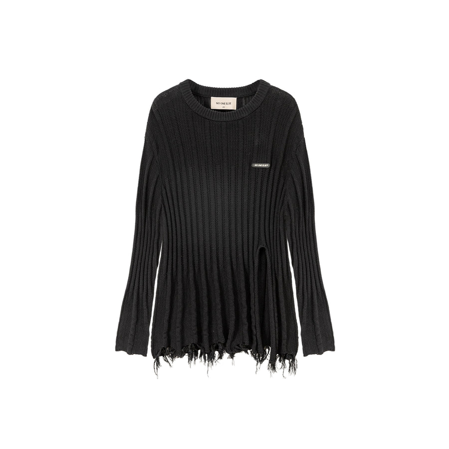 CHUU Side Front Slit Long Knit Sweater