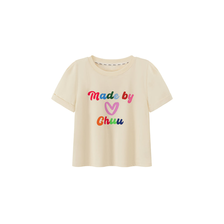 CHUU Made By Chuu Colorful Printed Cropped T-Shirt