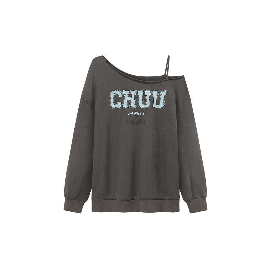 CHUU Logo One Shoulder Loose Fit Sweatshirt