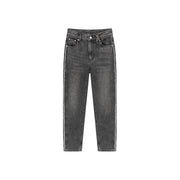 Frayed Line Straight Denim Jeans