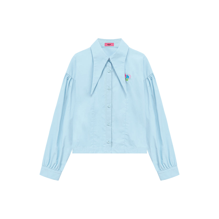 CHUU Point Collar Puff Sleeve Shirt