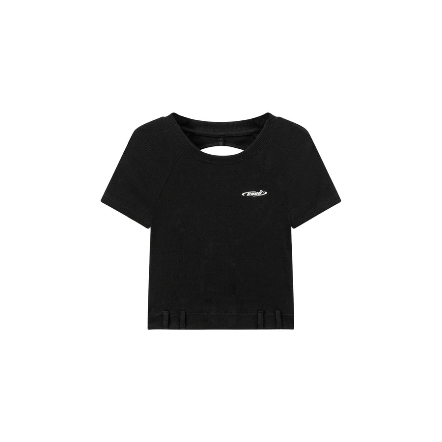 CHUU Back Cut Out Slim Crop Daily T-Shirt