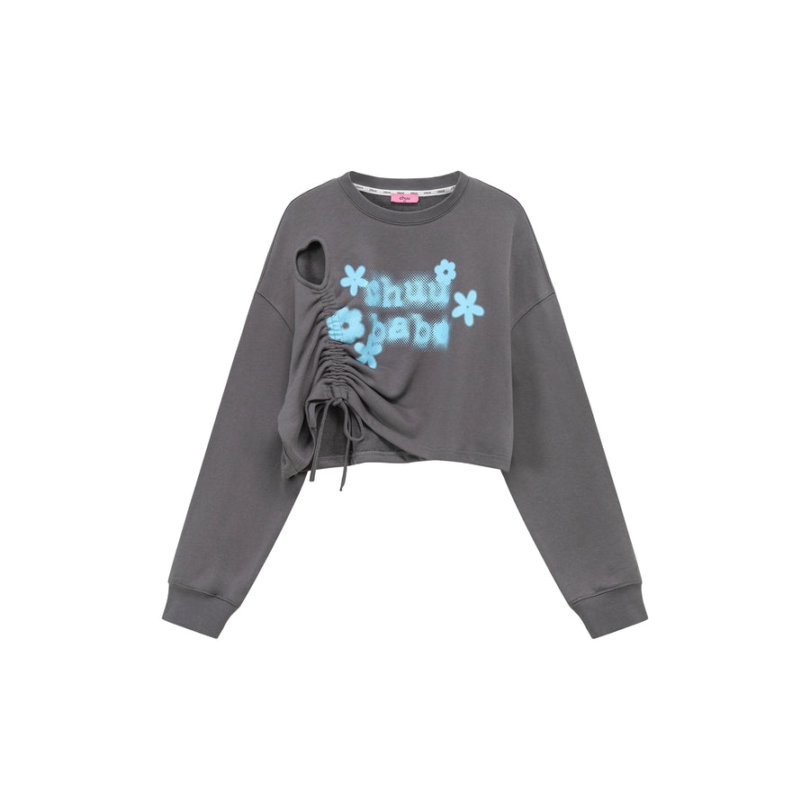 CHUU Logo Heart String Crop Sweatshirt