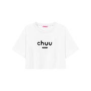 Chuu Lettering Logo Loose-Fitting Cropped Short Sleeve T-Shirt