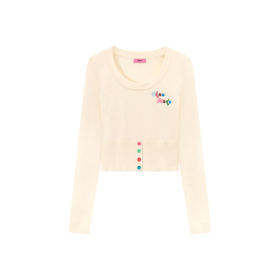 CHUU Rainbow Button Knit Color Sweater