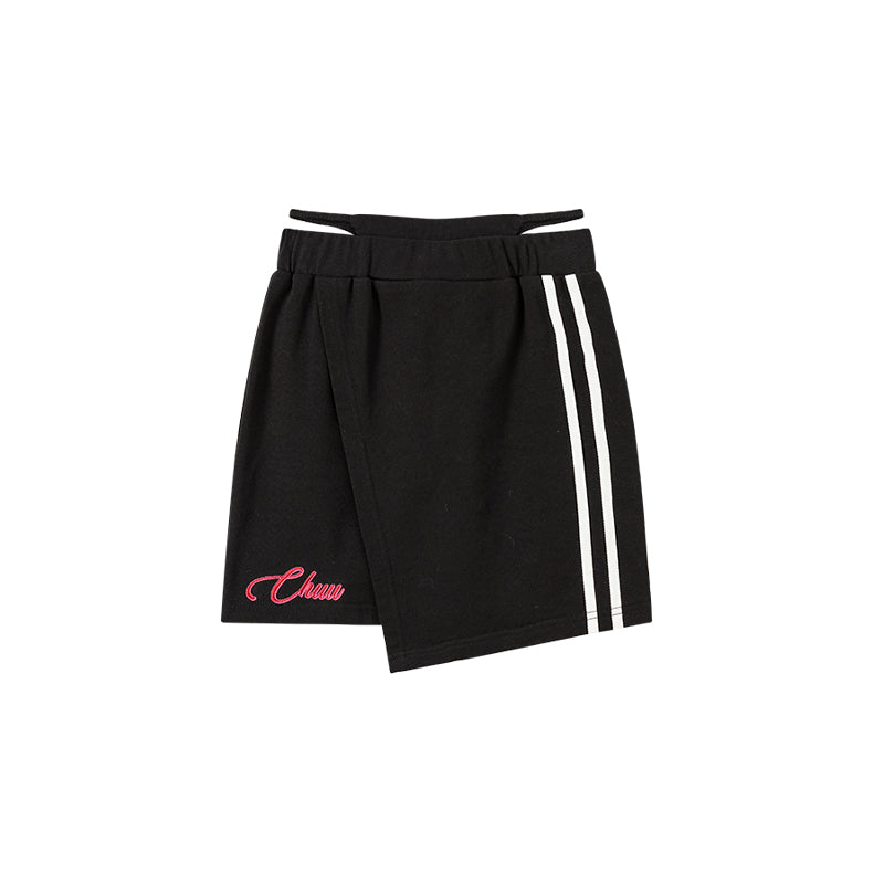 CHUU Waist String Slim Unbalanced Mini Skirt