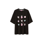 Chuu Cute Printed Icons Raglan Loose-Fitting T-Shirt