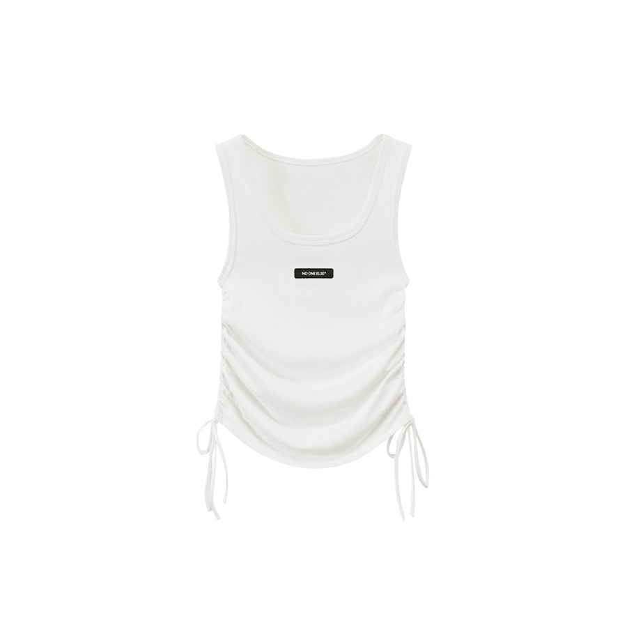 CHUU U-Neck Side Shirring String Sleeveless Top