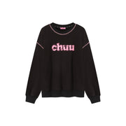 Color Logo Stitch Loose Fit Sweatshirt