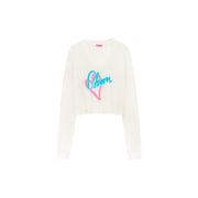 Logo Heart V-Neck Knit Sweater