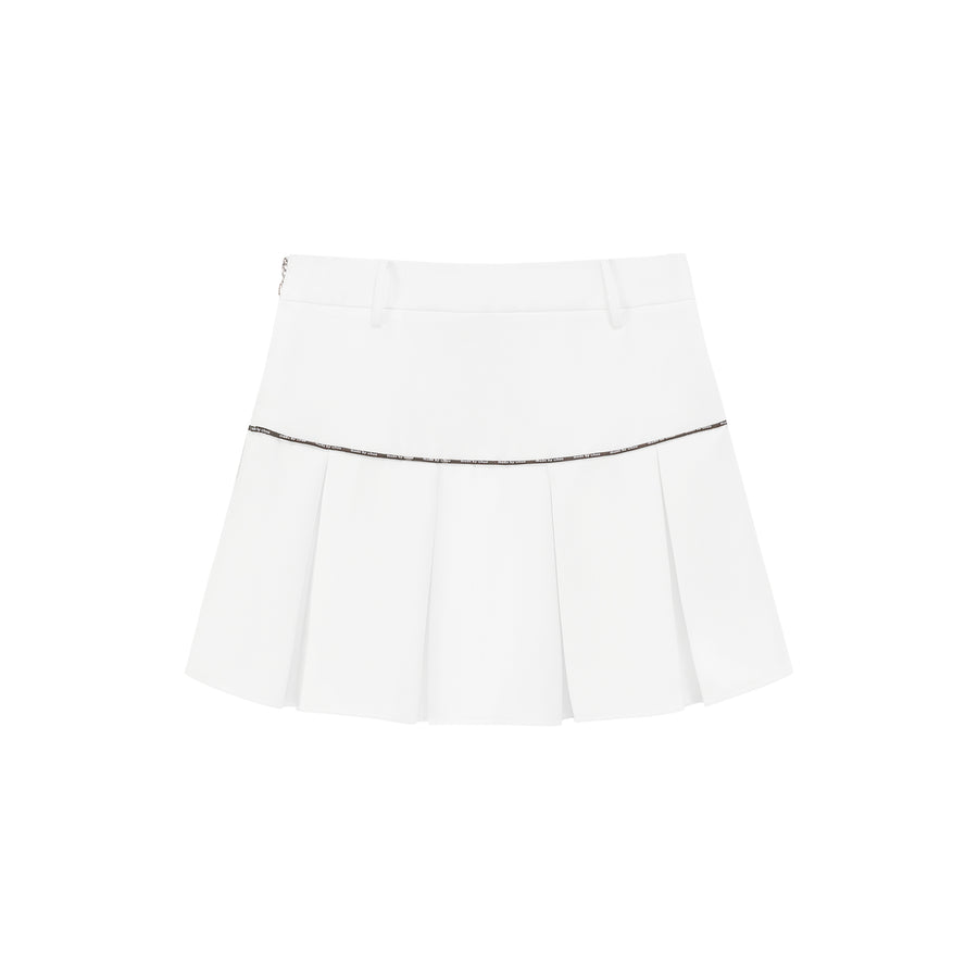 CHUU Daily Belt Loops Pleated Mini Skirt