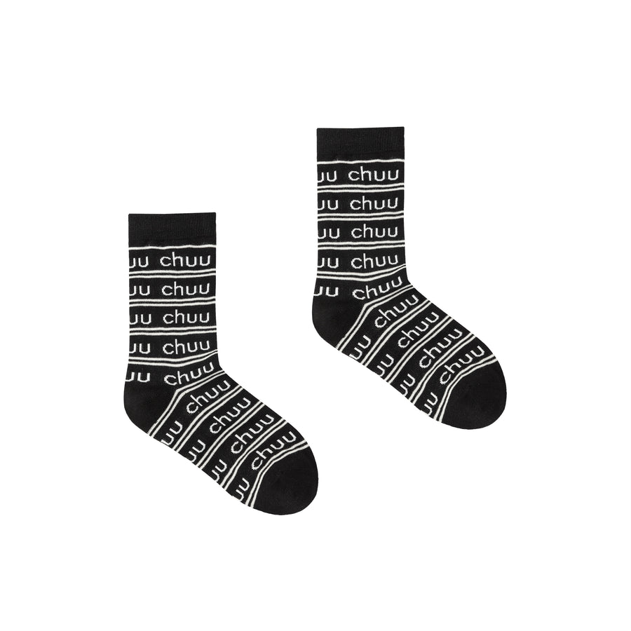 CHUU Color Logo Stripe Pattern High Socks