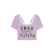 Chuu Size Doesnt Matter U-Neck Cropped T-Shirt