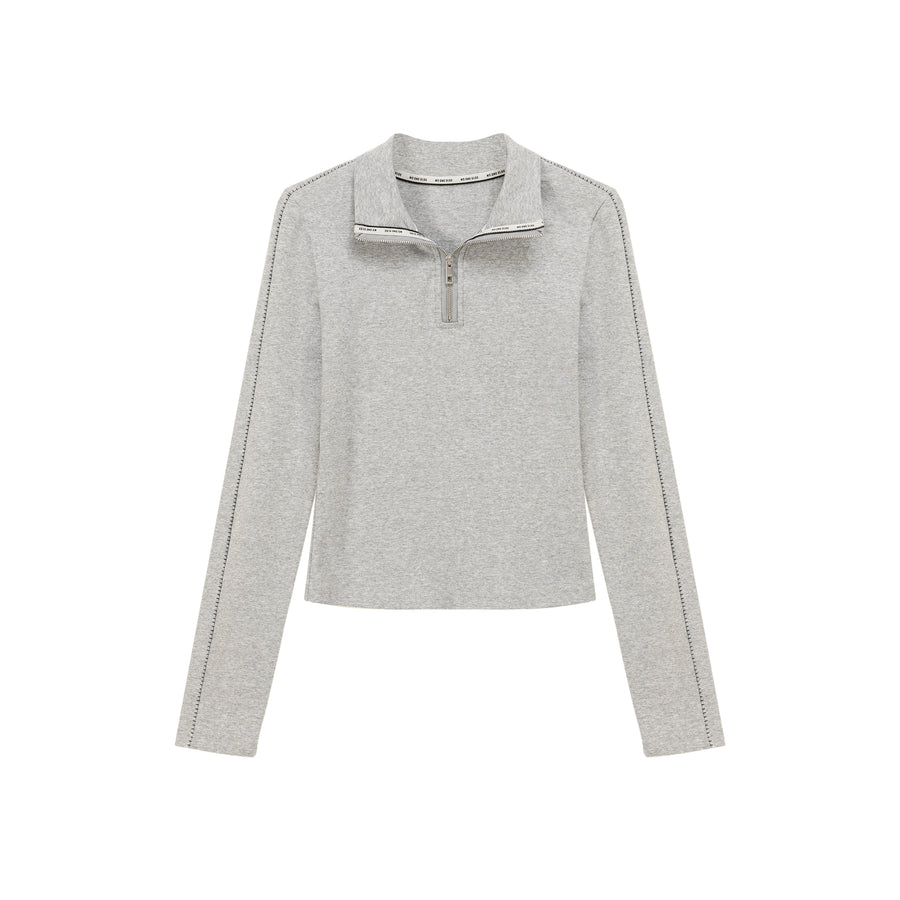 CHUU Half Zip Up High Neck Top