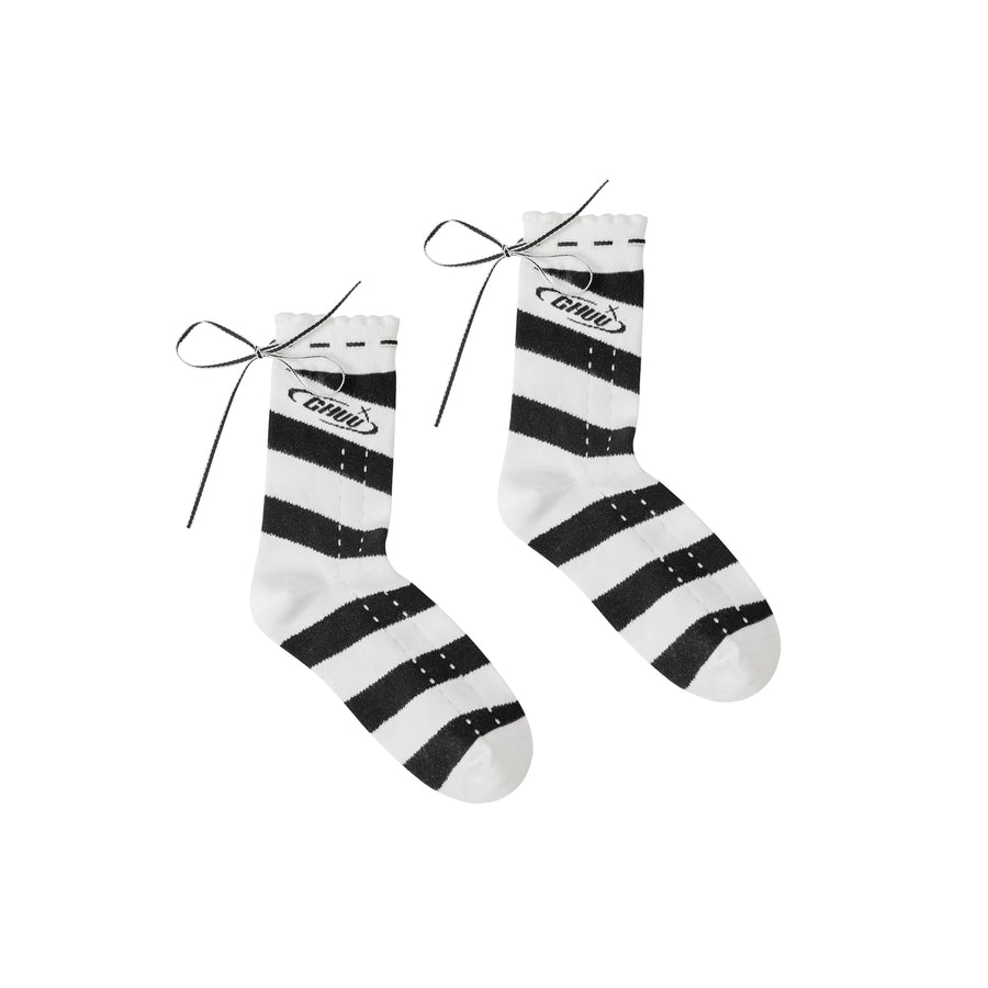 CHUU Ribbon Stripe High Socks