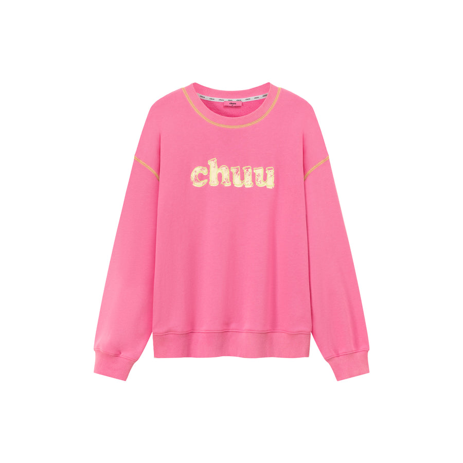 CHUU Color Logo Stitch Loose Fit Sweatshirt