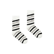 Two Toned Striped Chuu Lettering High Socks