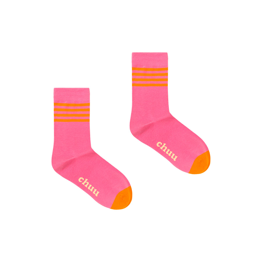 CHUU Logo Stripe Color High Socks