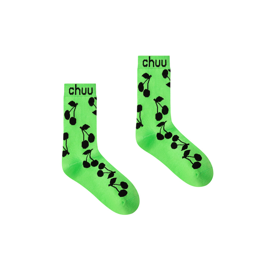 CHUU Cherry Print High Socks