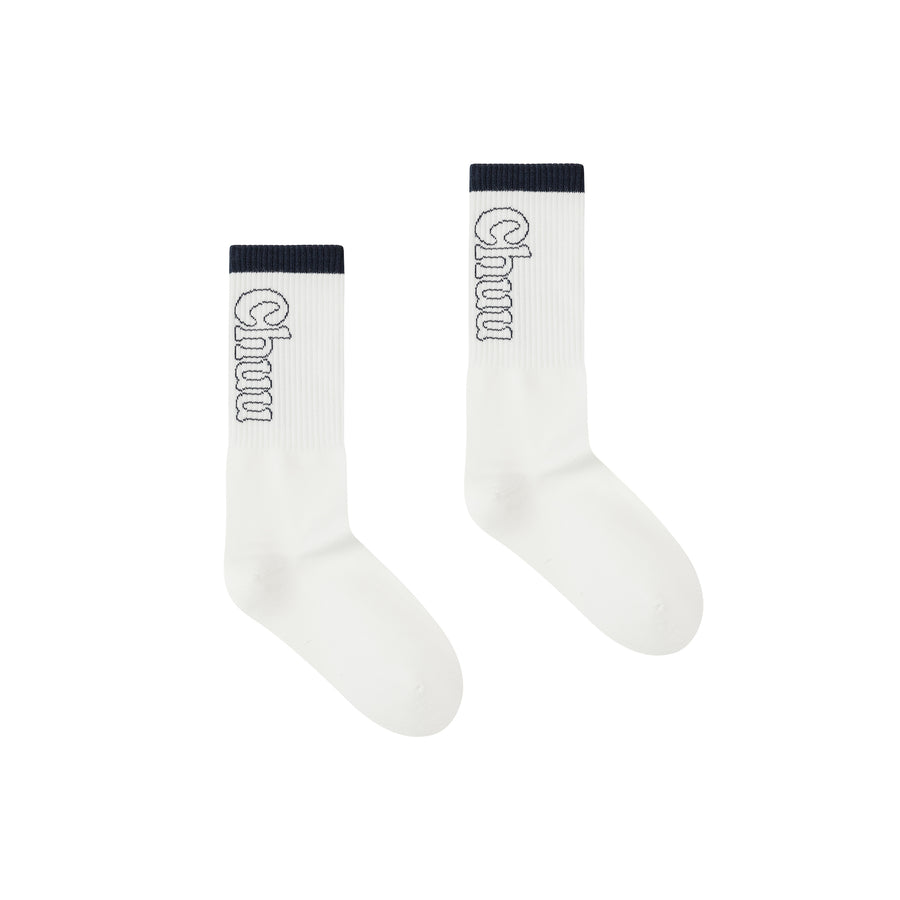 CHUU Logo Ribbed High Socks