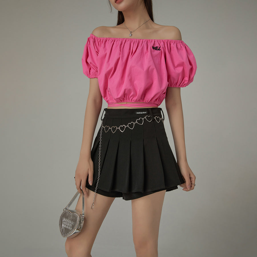 CHUU Casual Layered Zipper Pleated Skort