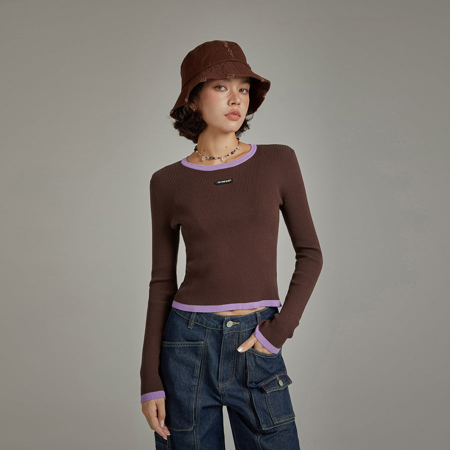 CHUU Line Color Scheme Knit Top