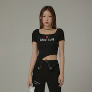 Square Neck Chuu Club Unbalanced T-Shirt