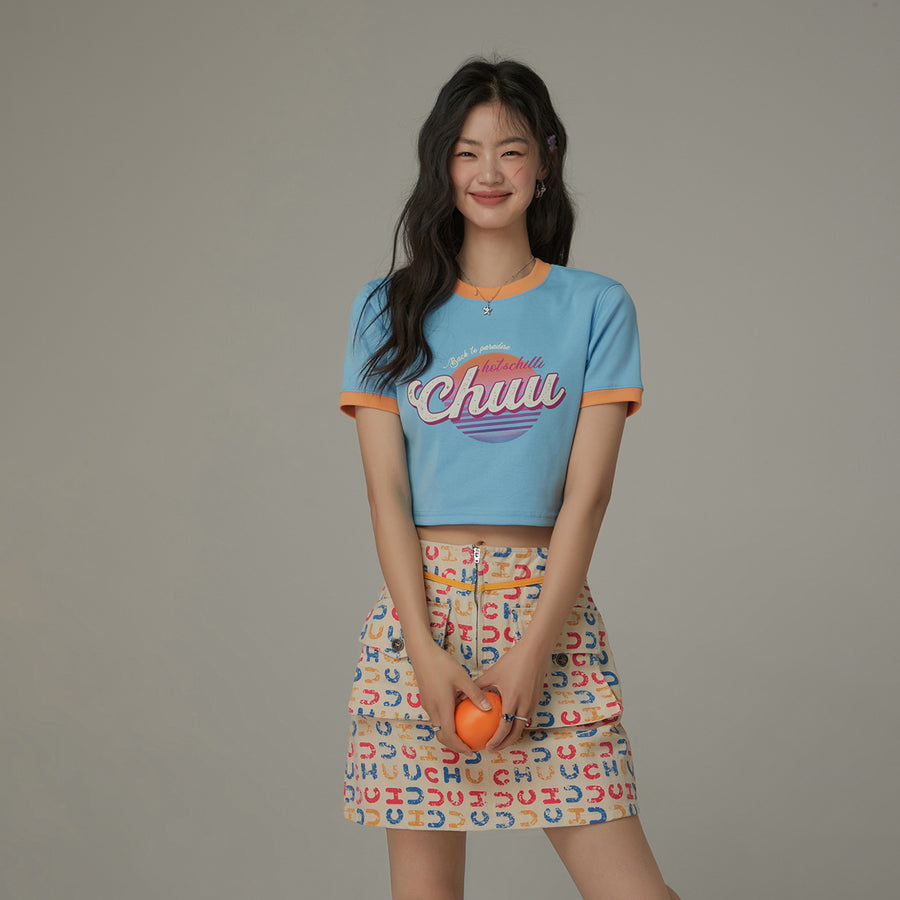 CHUU Color Combination Hot And Chill Line T-Shirt