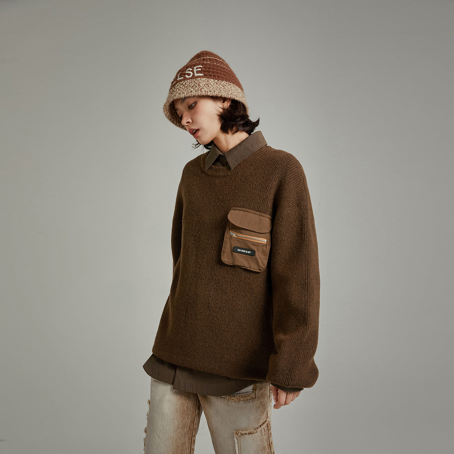 CHUU Pocket Loose Fit Knit Sweater