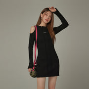 Off Shoulder Flowly Sleeve Knit Mini Dress