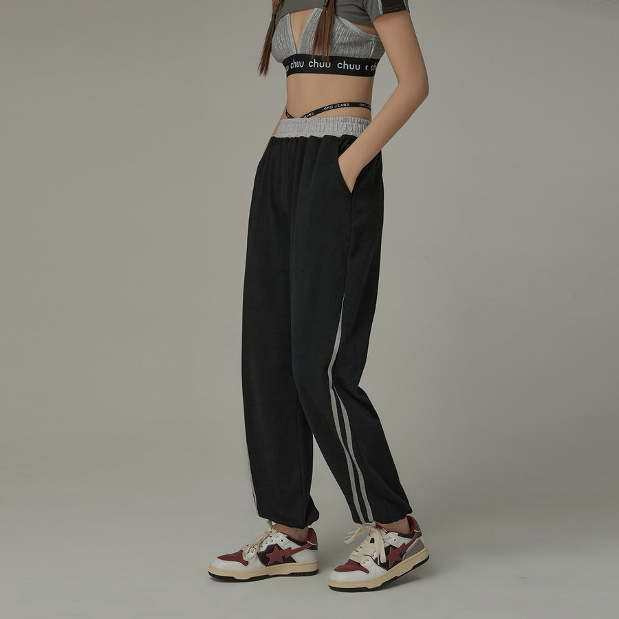 CHUU Line Side Straps Baggy Jogger Pants