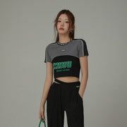 Contrast Ultra Cropped Heart Neckline T-Shirt