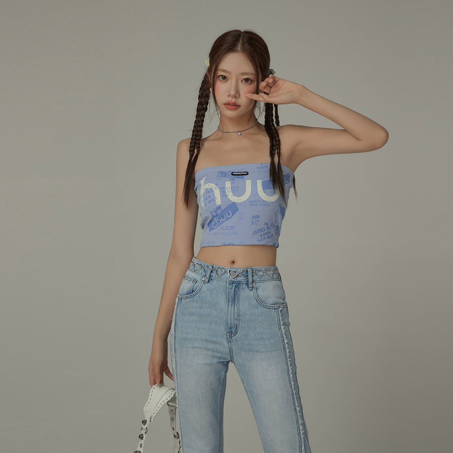 CHUU Letter Printing Sexy Slim Tube Top