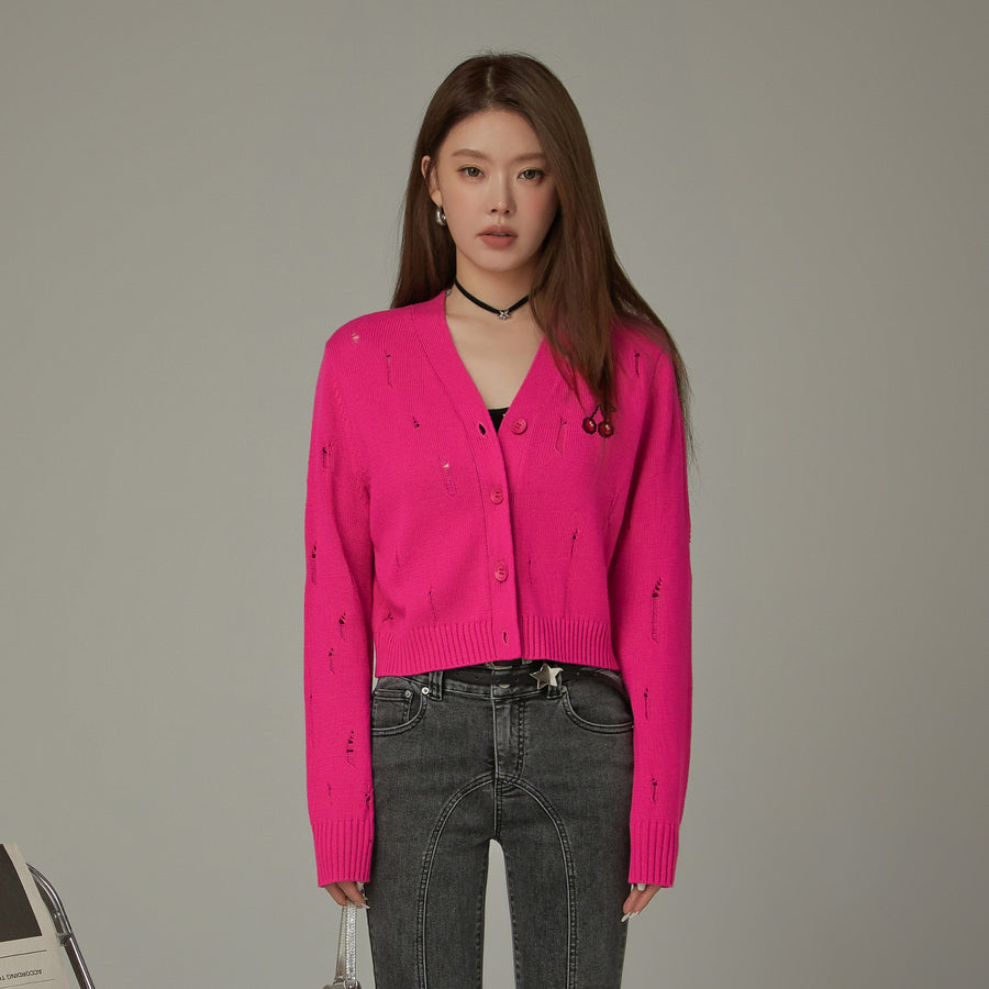 CHUU Cherry Crop Cardigan