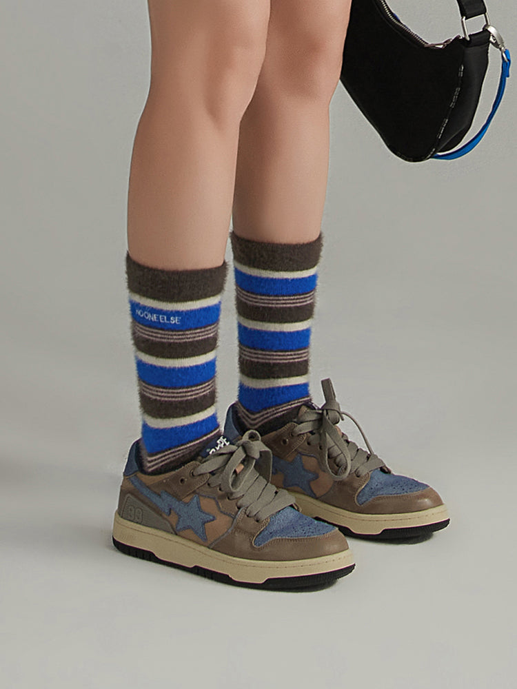 CHUU Striped Embroidery Socks