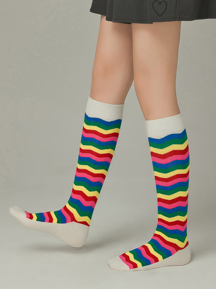 Rainbow Wave Knee Socks