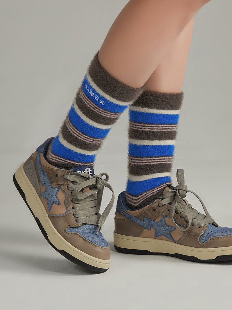 CHUU Striped Embroidery Socks