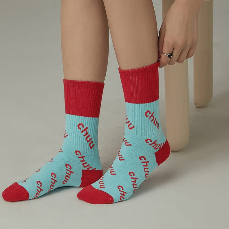 CHUU Lettering Color Ankle Socks