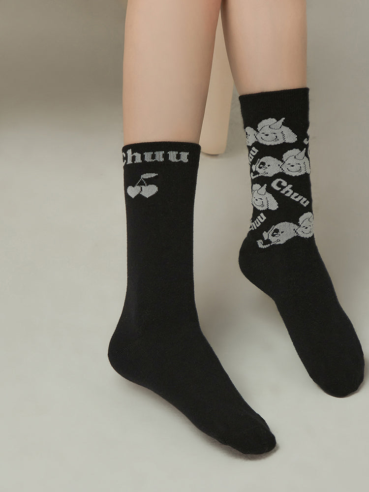 CHUU Puppy Lettering Socks