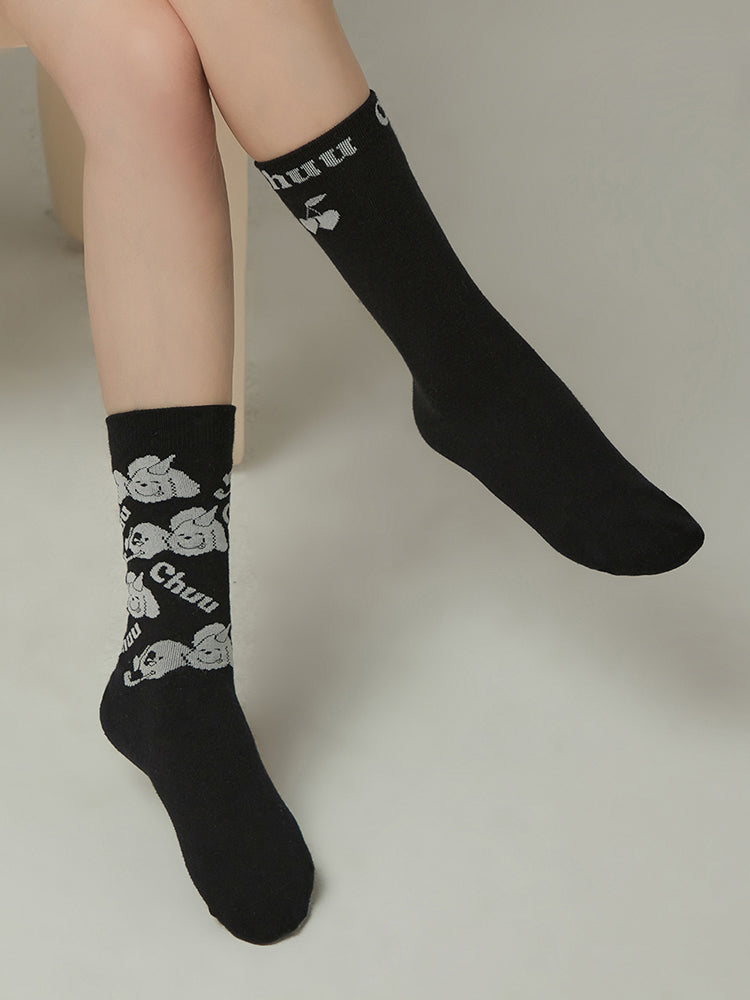 CHUU Puppy Lettering Socks