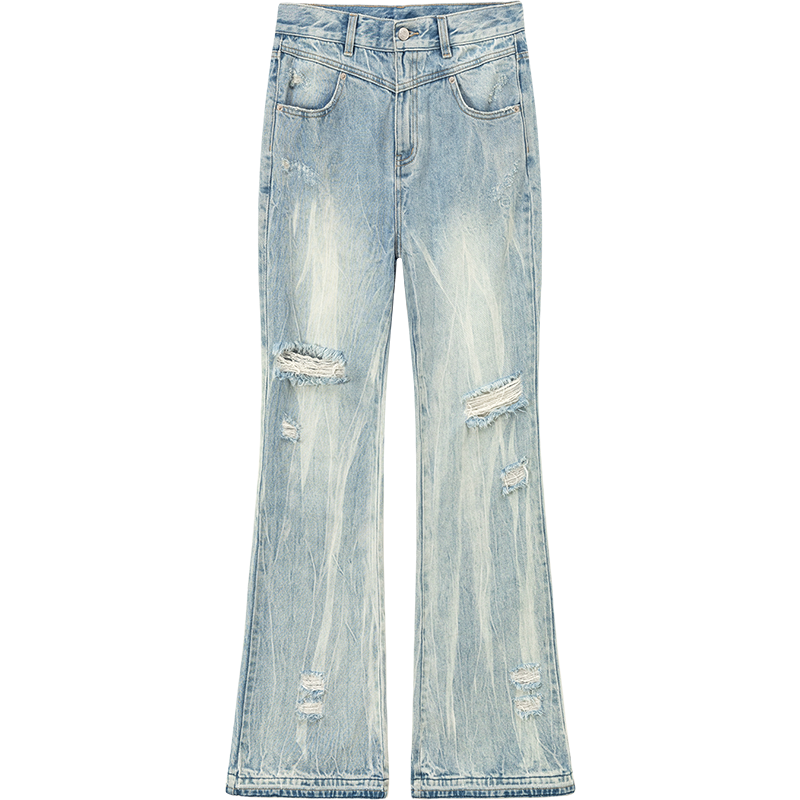 CHUU Tie-Dye Ripped Bootcut Jeans