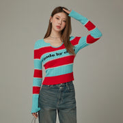 Logo Color Stripe Knit Sweater