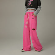 Slit Color Wide Sporty Casual Pants