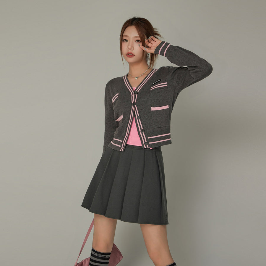 CHUU Heart Hole Pattern Knit Cardigan