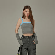 Line Color Scheme Sleeveless Crop Top