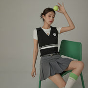 Knit Colorblock Open Collar Sleeveless Vest