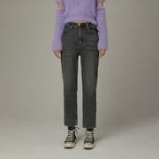 Frayed Line Straight Denim Jeans