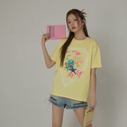 Ruffle Heart Printed Loose Fit T-Shirt