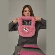 Fuzzy Logo Shoulder Bag